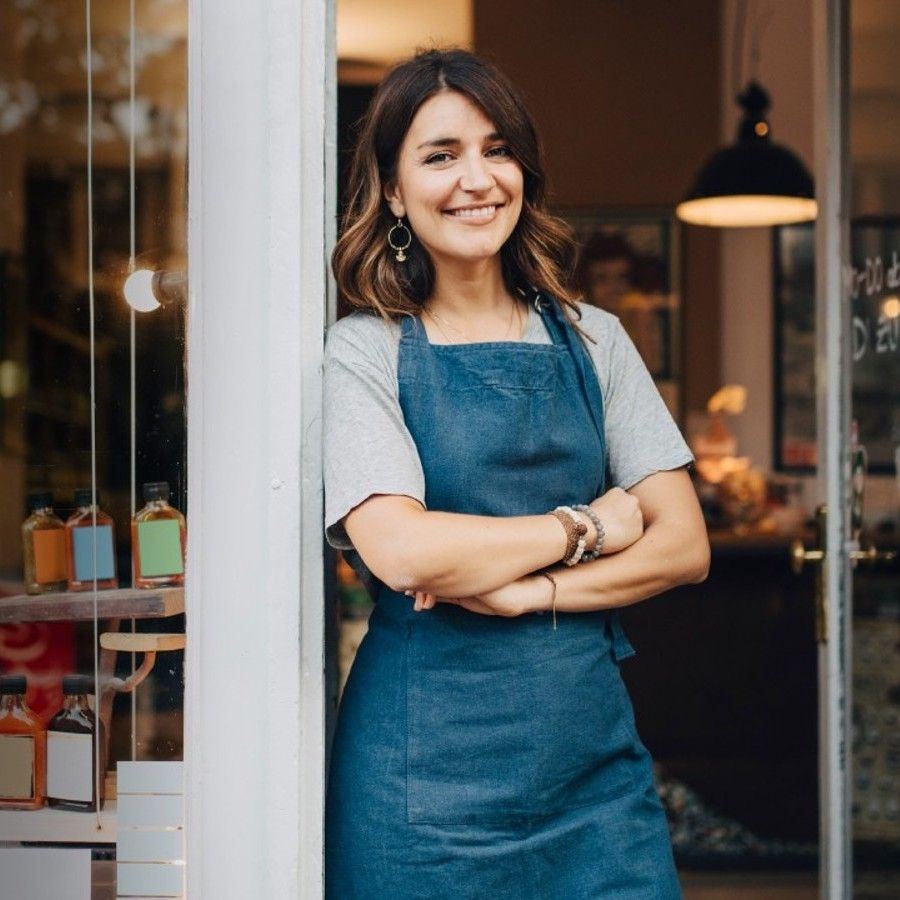woman posing in shop